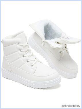 Women's Winter Combat Boots Ankle Booties Faux Fleece Lined Water Resistant